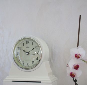 Zegar kominkowy biały Adler 22137 ✓ Zegar kominkowy drewniany , zegar w kolorze écru (6).JPG